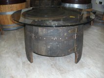 Fassbartisch-REGENT-WB mit Glas-Tischplatte Höhe 37cm.+Staufach