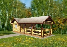 Rundbohlenhaus RBS174V 3x5,8m+TerrassemitDach Jadthaus Gartensau