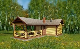 Rundbohlenhaus RBS174V 3x5,8m+TerrassemitDach Jadthaus Gartensau