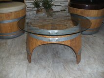 Fasstisch - Comtesse mit 80cm Glas - Tischplatte Höhe 45cm. Eichenfass Fass Sitztisch Cougetisch