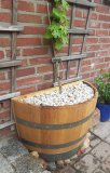 55L Halbfass Quer Pflanzenkübel Fasskübel Eichenfass