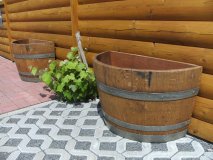 55L Halbfass Quer Pflanzenkübel Fasskübel Eichenfass